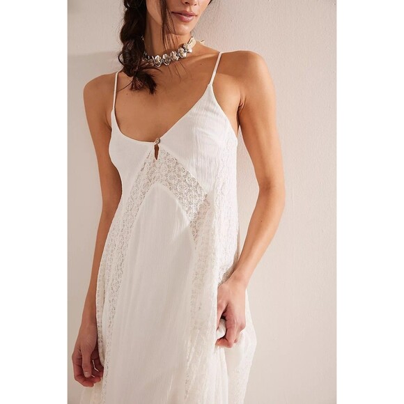 Free People Free-est Trail Of Flowers Maxi Dress Lace V-Neck Sleeveless M 283496 - Picture 4 of 8